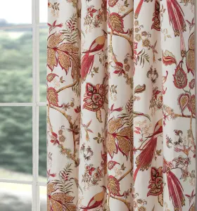 Home Curtains Kensington Fully Lined Botanical 65w x 54d" (165x137cm) Terracotta Pencil Pleat Curtains (PAIR)