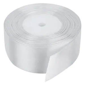 40mm White Double Sided Satin Polyester Ribbon Roll, 25 metres