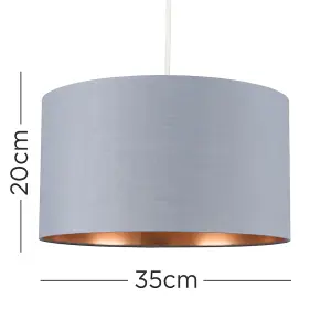 ValueLights Reni Grey and Copper Large Ceiling Pendant Light Shade