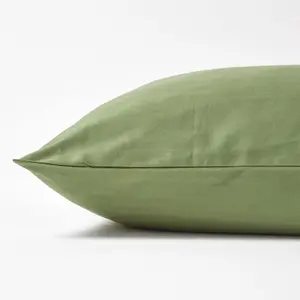 Homescapes Moss Green Organic Cotton Housewife Pillowcase 400 TC, Standard