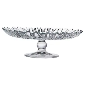 68mm Ribbed Large Glass Footed Cake Dessert Pastry Stand Plate Party Display