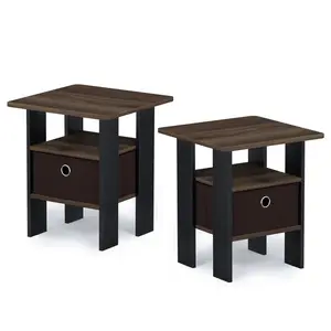 Joseph Side Table Nightstand with Bin Drawer, 2 per set (Set of 2) Walnut