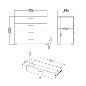 Pepe Chest of 4 Drawers in Black