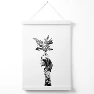 Abstract Hand and Forest Fashion Black and White Photo Poster with Hanger / 33cm / White