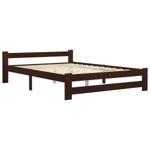 Berkfield Bed Frame Dark Brown Solid Pine Wood 180x200 cm 6FT Super King