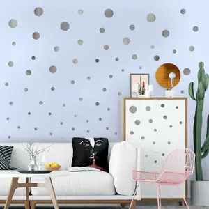 Walplus Silver Metallic Dots Home Decor, Nursery Decor, Big Wall Decor, Wall Stickers Kids Sticker PVC Silver