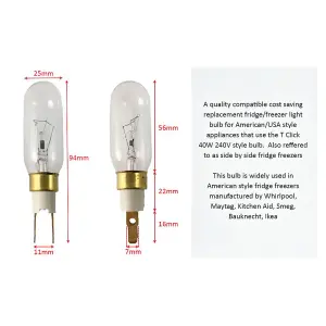 American Style T Click 40W 240V Fridge Freezer Bulb Lamp by Ufixt