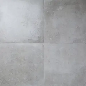 Colours Kontainer Medium grey Matt Flat Concrete effect Textured Porcelain Indoor Wall & floor Tile, Pack of 3, (L)590mm (W)590mm