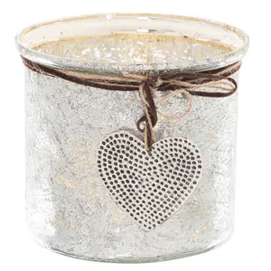 Hill Interiors Heart Charm Candle Holder Silver (12cm x 14cm x 14cm)