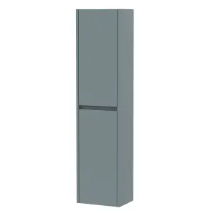 Square Wall Hung 2 Door Tall Bathroom Unit, 350mm - Matt Coastal Grey