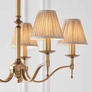 Luminosa Stanford 5 Light Multi Arm Ceiling Pendant Chandelier Antique Brass, E14