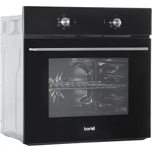 60cm Black Integrated Electric Oven with Grill - 55L Wall Mounted Fan Assisted Design