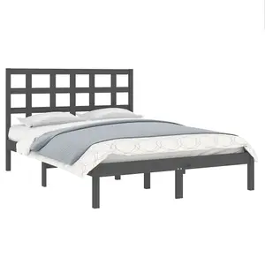 Berkfield Bed Frame Grey Solid Wood 120x200 cm