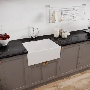 595mm - Fireclay Kitchen Bundle - Butler Sink -  Waste  & French Tap