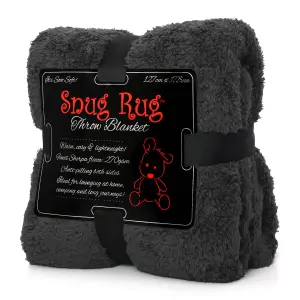 Snug Rug Blanket Luxury Sherpa Fleece Sofa TV Throw Gift Blankets 127x178cm - Slate Grey