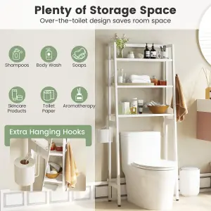 Costway Over The Toilet Storage Shelf 3-Tier Standing Above Toilet Rack Stand