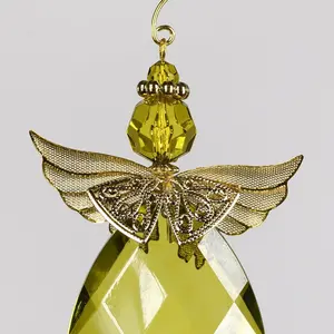 Acrylic Crystal Angel Hanging Figurine Ornament Green/Gold