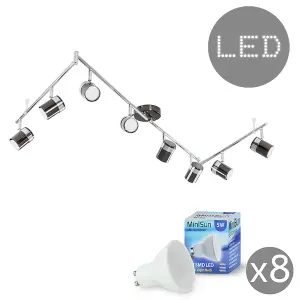 ValueLights Rosie Black Ceiling Bar Spotlight and GU10 Spotlight LED 5W Warm White 3000K Bulbs