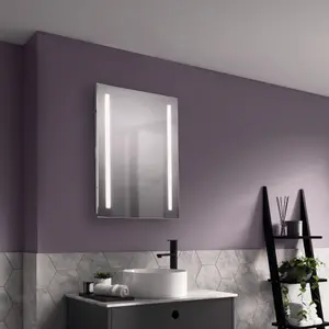 Sensio Kai Rectangular Wall-mounted Bathroom Illuminated Mirror (H)70cm (W)50cm