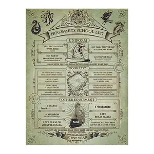 Harry Potter School List Canvas Print Cream/Brown (80cm x 60cm)