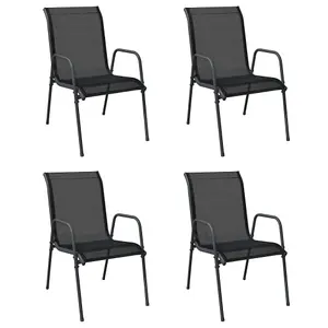 Berkfield Garden Chairs 4 pcs Steel and Textilene Black