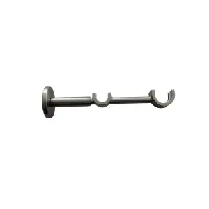 GoodHome Athens Grey Brushed nickel effect Metal Long double Curtain pole bracket