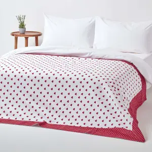 Homescapes Cotton Red Heart Decorative Sofa Throw