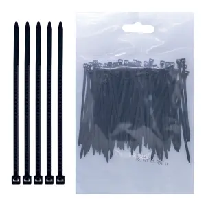 Reload Cable Ties 80mm x 2.5mm Black Nylon Plastic Zip Tie Wraps Small Size Ties - Pack of 100