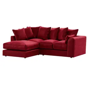 Brooklyn Plush Velvet 3 to 4 Seater L Shaped Corner Sofa Red Left Hand Facing