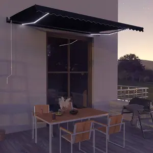 Berkfield Manual Retractable Awning with LED 500x300 cm Anthracite