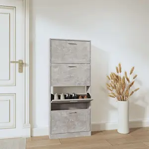 Berkfield Shoe Cabinet Concrete Grey 59x17x150 cm Engineered Wood