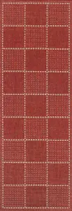 Modern Bordered Easy to Clean Chequered Flatweave Anti-Slip Red Rug for Dining Room-160cm X 225cm