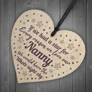 Red Ocean Cute Nanny Heart Wooden Plaque Mothers Day Gift Nanny Birthday Gift Grandparent Gifts Keepsake