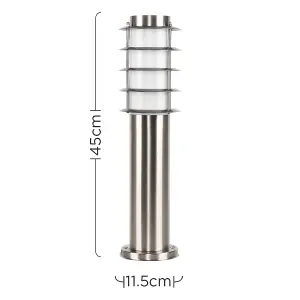 ValueLights Wharf Pair of Outdoor Stainless Steel Bollard Lantern Light Post 450mm Complete with 4w LED Candle Bulbs 3000K