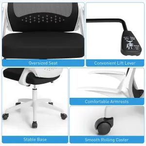 Costway Mesh Office Chair Height Adjust Swivel Rolling Chair Computer Desk Mid-Back Chair Ergonomic