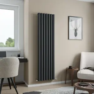 Agadon Dublin Aluminium Designer Radiator 1800 x 485 mm Textured Anthracite - 4444 BTU - 10 Years Guarantee