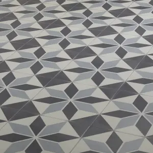 Colours Hydrolic Black & white Matt Star Cement tile effect Porcelain Indoor Wall & floor Tile, Pack of 25, (L)200mm (W)200mm