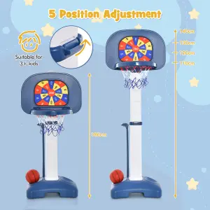 Costway 4-In-1 Kids Basketball Hoop Stand Ring Toss Sticky Ball Golf Play Set Adjustable