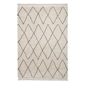 White/Black Rug, Easy to Clean Shaggy Rug, Chequered Rug, Moroccan Kilim Rug for LivingRoom, & DiningRoom-120cm X 170cm