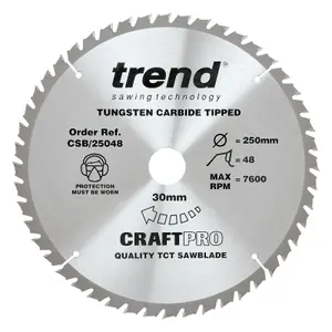 Trend CraftPro Table Saw Blade 250 x 30mm x 48T/60T/84T (Pack 3)