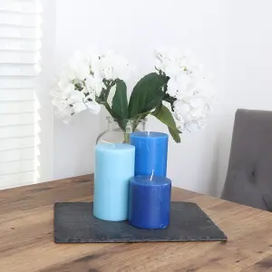 Pillar Candle Set of 3 Blue Candles by Laeto Ageless Aromatherapy - FREE DELIVERY INCLUDED