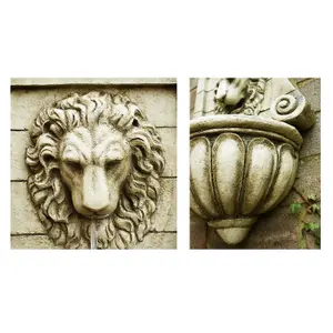 Primrose King Lion Head Wall Mounted Water Feature Fountain 50cm