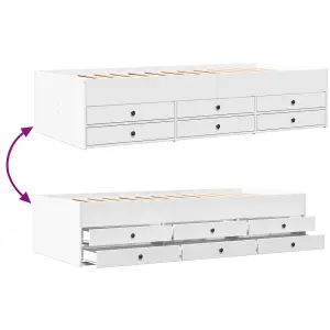 Berkfield Daybed with Drawers without Mattress White 100x200 cm