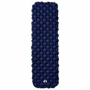 Inflating Camping Mattress 1-Person Navy Blue 190x58x6 cm