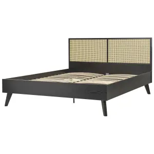 Rattan EU King Size Bed Black MONPAZIER