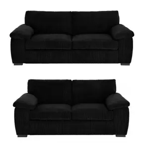 Capri Jumbo Cord Sofa, 3+2 Black