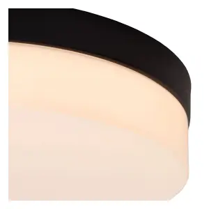 Lucide Biskit Modern Flush ceiling light Bathroom 23cm - LED - 1x12W 2700K - IP44 - Black