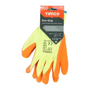 Timco - Eco-Grip Gloves - Crinkle Latex Coated Polycotton (Size X Large - 1 Each)