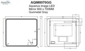 Aquarius Image LED Mirror 800 x 700MM Gunmetal Grey