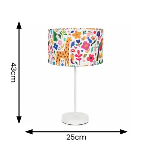 ValueLights Charles White Metal Single Stem Table Lamp with Tropical Lamp Shade